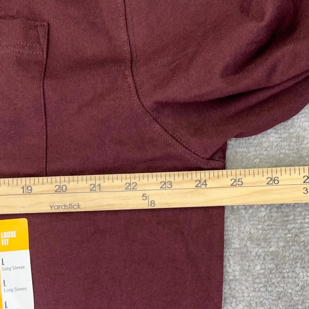 CARHARTT Men's Large Pocket T-Shirt Loose Fit Long Sleeve Maroon Workwear NWT